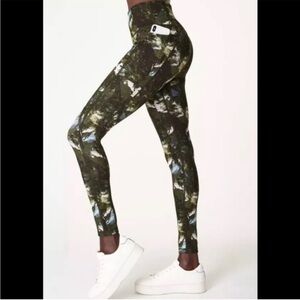 Sweaty Betty Olive Green Camo Leggings